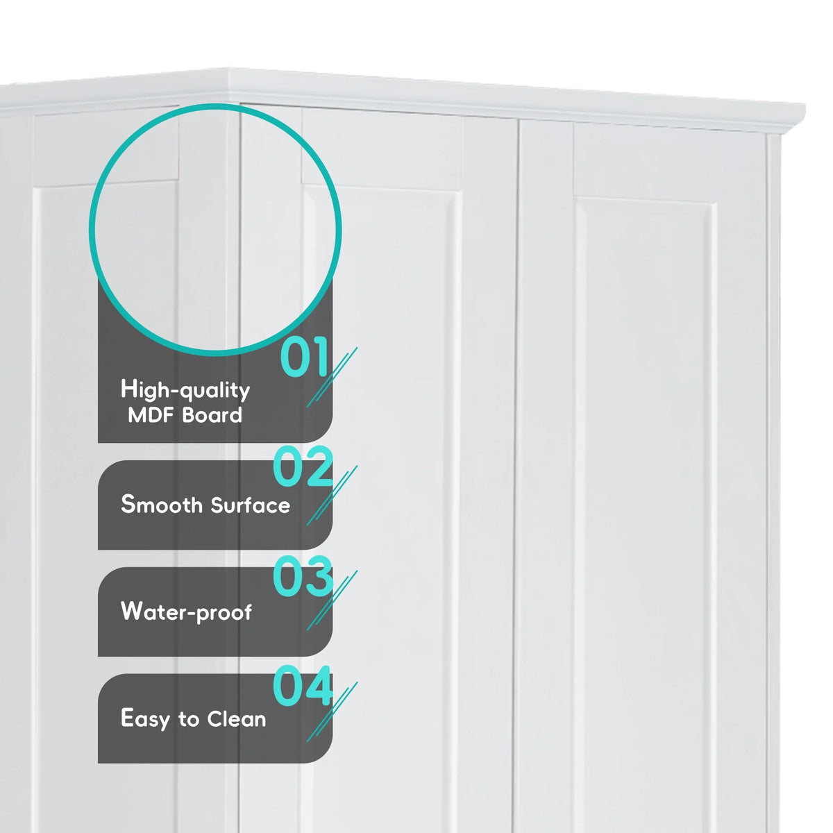 Bellemave White Tall Storage Cabinet with Adjustable Shelf Bathroom Cabinet with 1 Drawer and Storage Rack Large Freestanding Wood Cabinet Storage Organizer Floor Cabinet, White