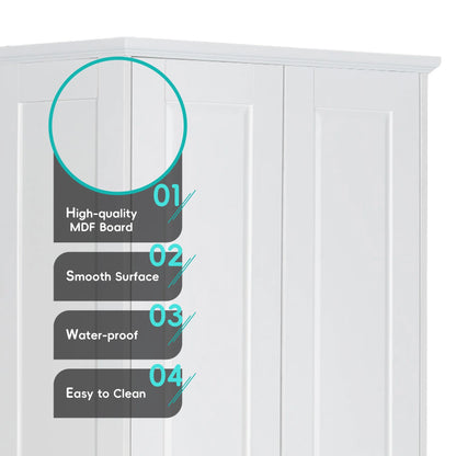 Bellemave White Tall Storage Cabinet with Adjustable Shelf Bathroom Cabinet with 1 Drawer and Storage Rack Large Freestanding Wood Cabinet Storage Organizer Floor Cabinet, White