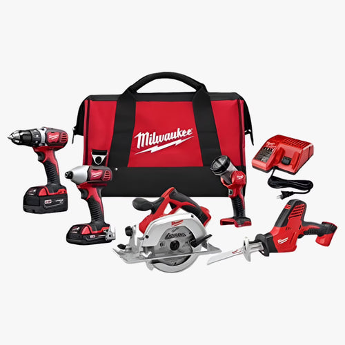 Milwaukee M18 18V Lithium-Ion Cordless Power Tool Set, 5 Pack