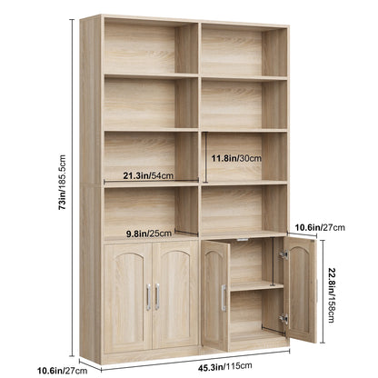 Homfa 73�� Tall Bookcases with Doors, 8 Cubes 6-Tier Double Row Bookshelf, White Bookcase for Living Room Home Office