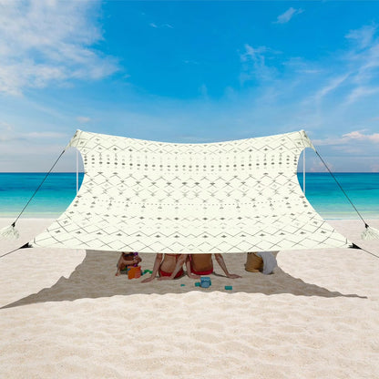 Beach Tent, UPF 50+ Beach Canopy Sun Shade, Portable 10×10 FT Large Pop-Up Beach Tent Sun Shelter with Sand Anchors, Ground Pegs, Easy Setup for Beach, Camping, Park, and Backyard Fun