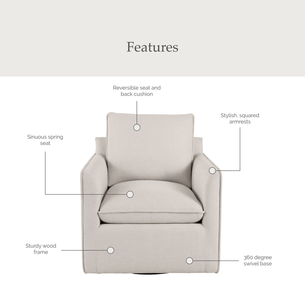My Texas House Briar 2 Accent Chairs & 1 Sofa, Bundle Cream Linen