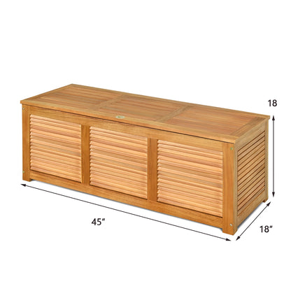Gymax Acacia Wood Deck Box 46 Gallon Garden Backyard Storage Bench Container