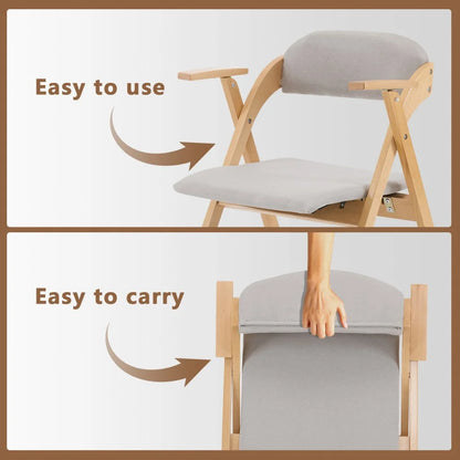 IVV 2-Pack Beechwood Folding Chairs with Cushioned Seat and Backrest, No-Assembly Guest Chairs for Home, Office, or Events (Beige)