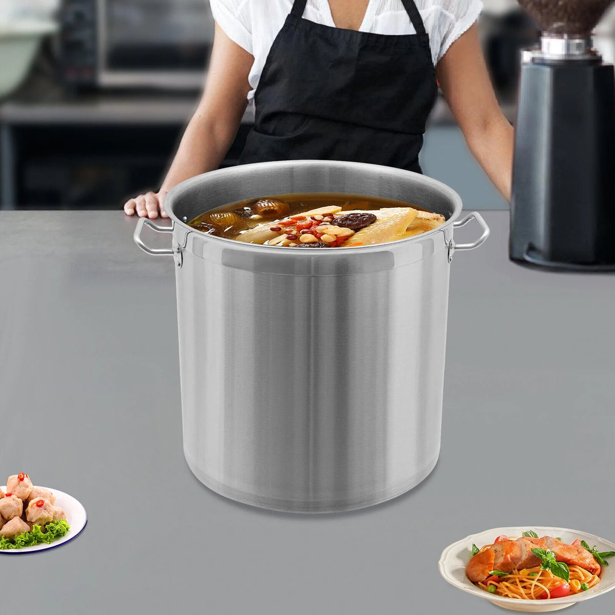 33/52 Quart Stock Pot Stainless Steel Large Kitchen Soup Big Cooking Restaurant for Hotels, Restaurants, Homes