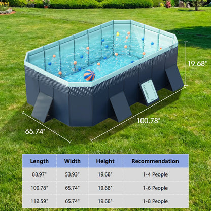 RICHYOUNG 101"Foldable Swimming Pool for 1-6 People,Non-Inflatable Above Ground Garden Pool for Kids, Family(Blue)