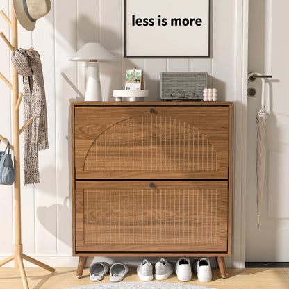 Shoe Storage Cabinet with 2 Flip Drawers, Modern Shoe Cabinet Storage for Entryway, Entryway Shoe Storage