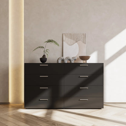 Ktaxon Bedroom Dresser with 6 Drawers, Wooden Double Dresser for Entryway, Wide Storage Cabinet for Living Room, Black