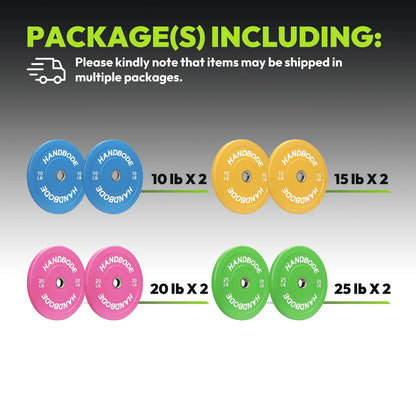 HANDBODE Bumper Plates Olympic Weight Plates, Colored Rubber plate for Weight Lifting and Strength Training 140LB