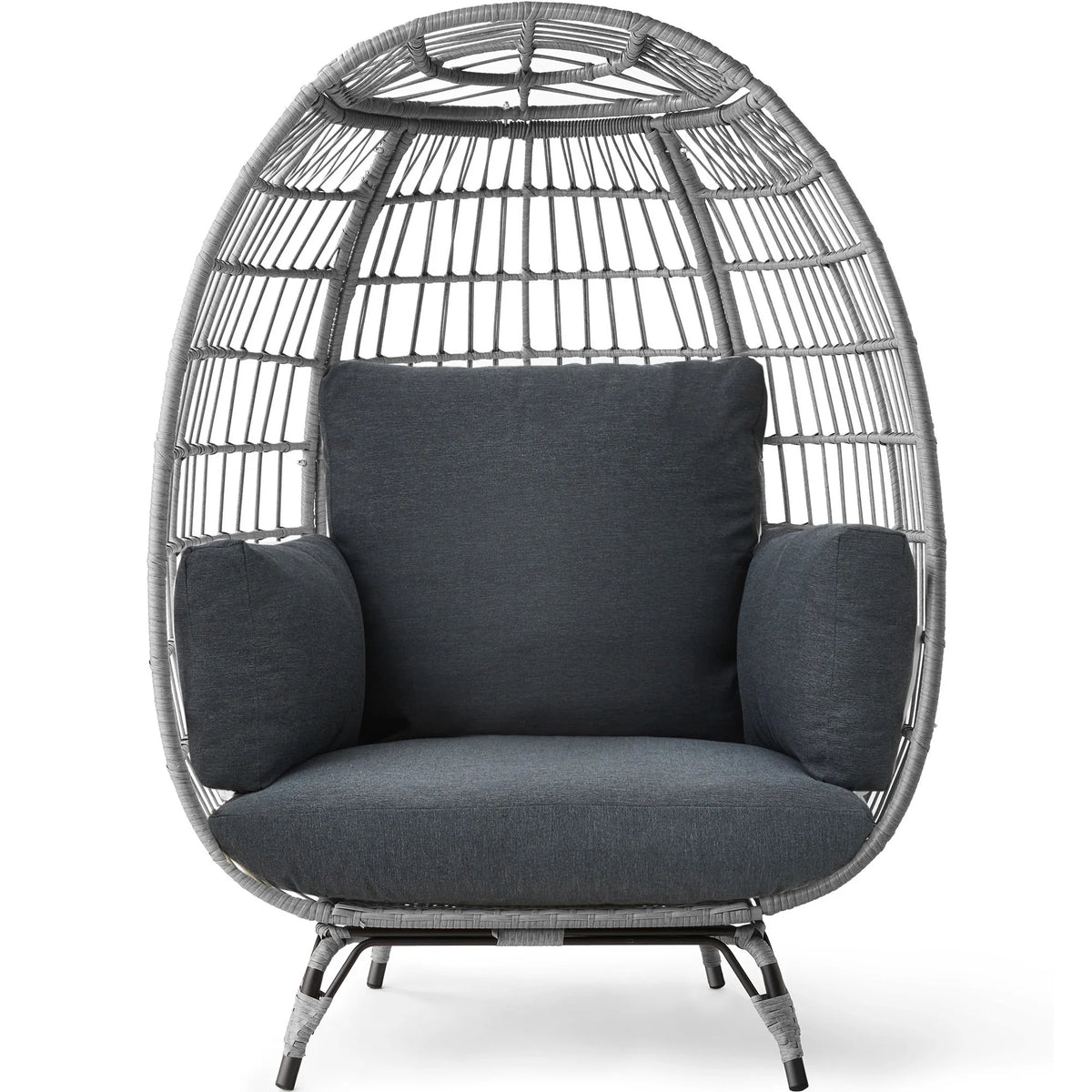 Best Choice Products Wicker Egg Chair Oversized Indoor Outdoor Patio Lounger w/ Steel Frame, 440lb Capacity - Black