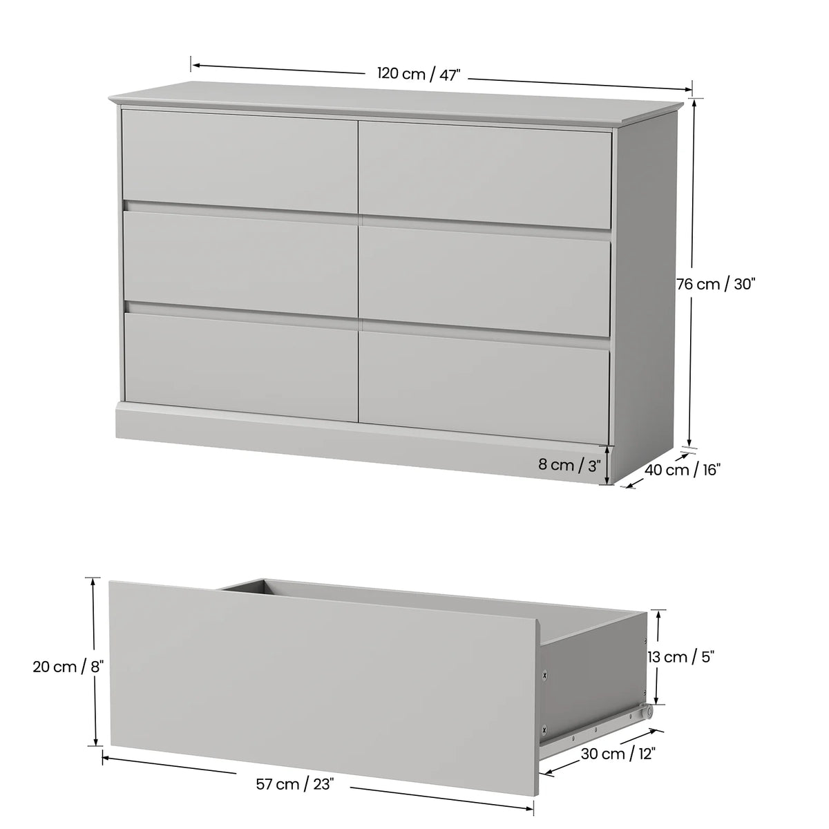 White Dressers Bedroom Dresser 6 Drawer Storage Chest of Drawers Double Dresser Storage Side Cabinet Room Furniture for Bedroom Living Room