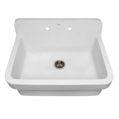 Whitehaus Old Fashioned Country Fireclay Utility Sink with High Backsplash