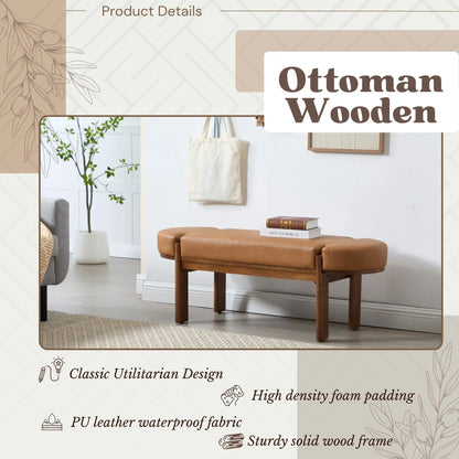 Dayalane 51" Modern Upholstered Bedroom Bench, Linen End of Bed Bench with Wooden Legs for Living Room, Entryway,Hallway Footrest, Beige