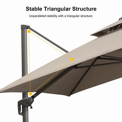 PURPLE LEAF Outdoor Cantilever Umbrella 10' X 13' Rectangle Umbrella Large Patio Umbrella Windproof Heavy Duty Hanging Offset Umbrella for Garden Outdoor Pool, Dark Grey