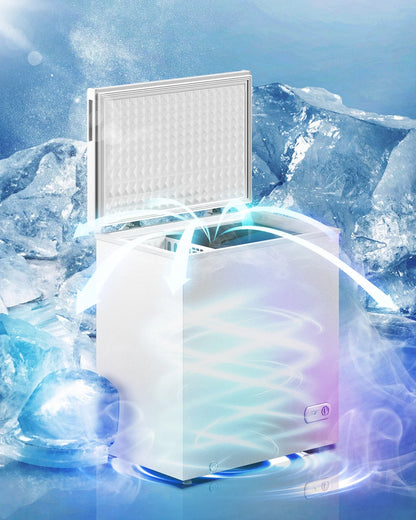 Muhub 7.0 Cu Ft Chest Freezer, Deep Freezer with Removable Baskets, Adjustable Temperature,White
