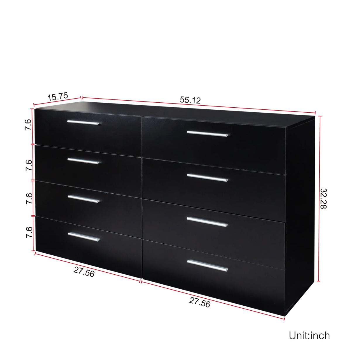 Ktaxon Bedroom Dresser with 6 Drawers, Wooden Double Dresser for Entryway, Wide Storage Cabinet for Living Room, Black