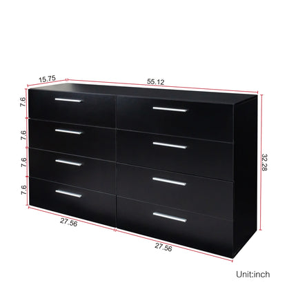 Ktaxon Bedroom Dresser with 6 Drawers, Wooden Double Dresser for Entryway, Wide Storage Cabinet for Living Room, Black