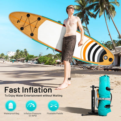 Goplus 11' Inflatable Stand Up Paddle Surfboard W/Bag Aluminum Paddle Pump