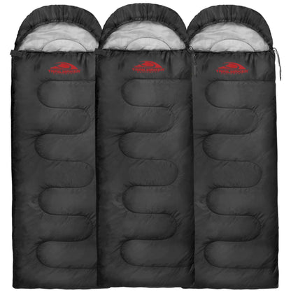 10 Pack Bulk Wholesale of Cold Weather Hooded Sleeping Bags for Adults, Kids, Homeless, Camping, Indoors, Outdoors - 10 Count Hooded Sleeping Bags in Black 71"L x 30"W