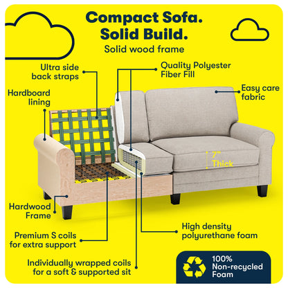 Serta Copenhagen 78" Rolled Arm Sofa with Removable Covers Dark Brown
