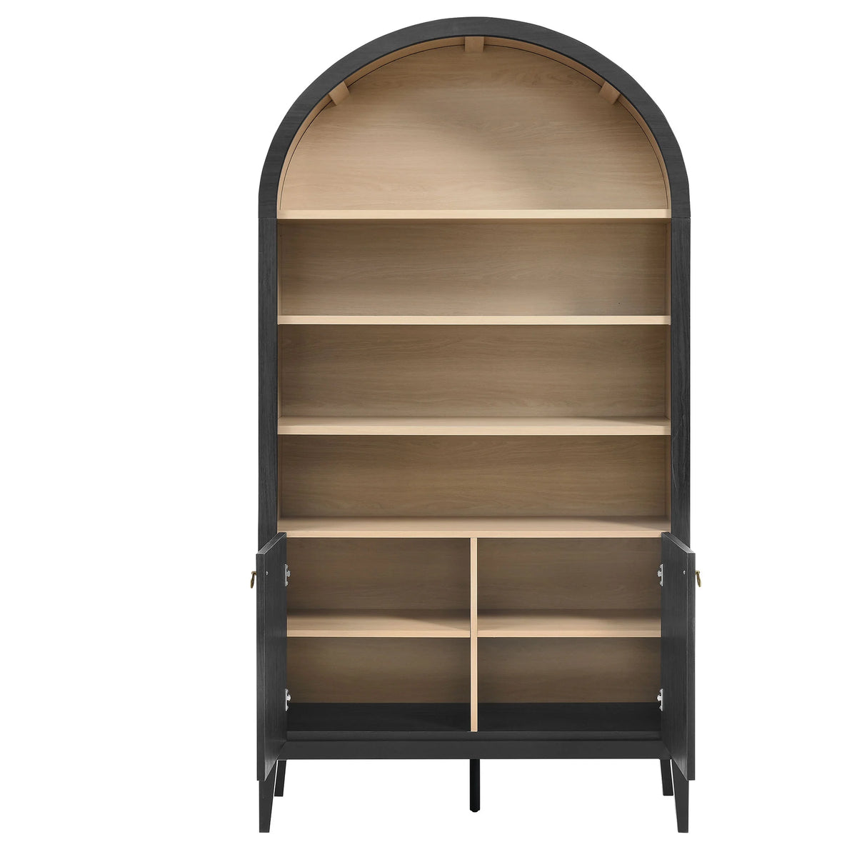 Modway Nolan 74" Tall Arched Storage Display Cabinet Bookshelf in Black