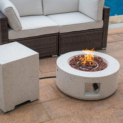 COSIEST 40,000 BTU Outdoor Camping Bonfire 28-inch Round Propane Fire Pit Table Set with Stainless steel