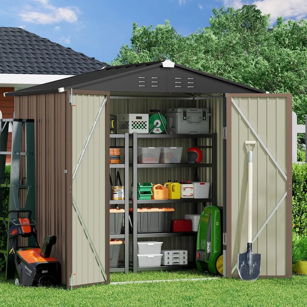 6' x 4' Outdoor Storage Shed on Sale, Aiho Shed & Outdoor Storage Clearance, Metal Storage Shed for Outside, Backyard, Garden & Patio - Dark Gray