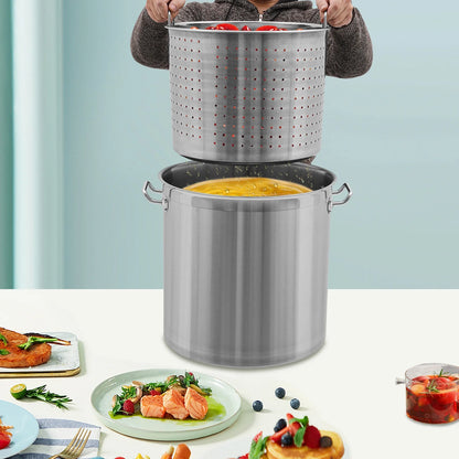 33/52 Quart Stock Pot Stainless Steel Large Kitchen Soup Big Cooking Restaurant for Hotels, Restaurants, Homes