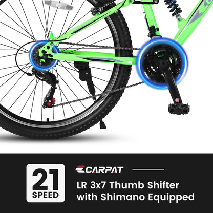 Full Suspension Mens Mountain Bike, 26 inch Bike for Men Women, Green