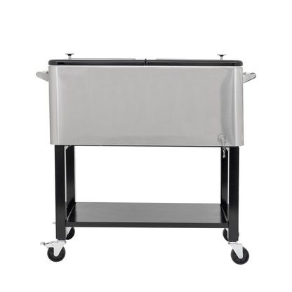Permasteel 80-Qt Outdoor Steel Patio Cooler with Removable Basin, Rolling Cooler with Wheels, Teal Green