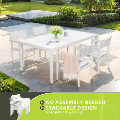 Outdoor Patio K/D Aluminum Stationary Dining Chairs 2PCS with Outdoor-grade Sunbrella Fabric Cushions, Branch-Like Backrest ,FSC-Certified Wood Armrests, Bourbon Brown