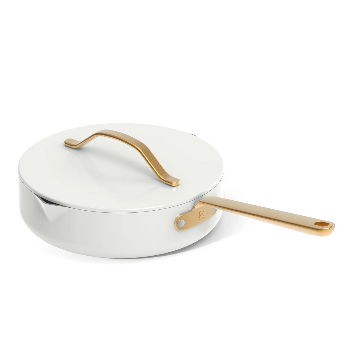 Beautiful 12pc Ceramic Non-Stick Cookware Set with Strainer Lids, White Icing by Drew Barrymore