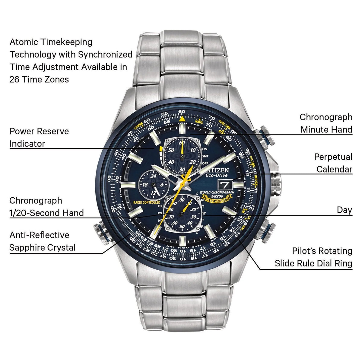 Citizen Men's Eco Drive Blue Angels World Chronograph AT Watch AT8020-54L