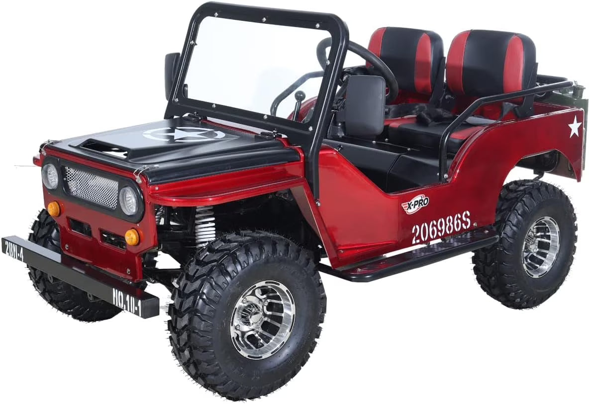 X-Pro 125cc Jeep Go Kart, 3-Speed Semi-Automatic Transmission w/Reverse, Big 18" Aluminum Rim Wheels