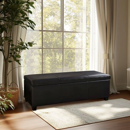 BELLEZE Storage Ottoman Bench Footstool - Amherst (Beige)