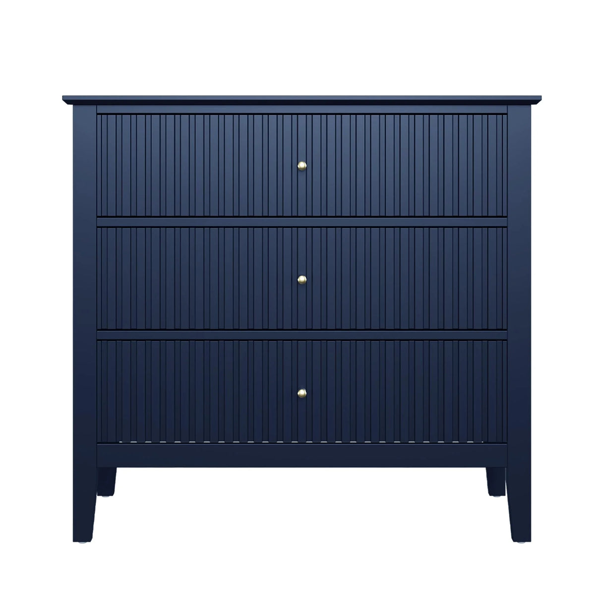 Heynemo Beige 6 Drawer Dresser, Fluted Modern Wood Chest