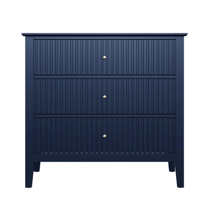 Heynemo Beige 6 Drawer Dresser, Fluted Modern Wood Chest