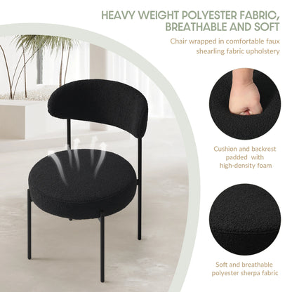 WestinTrends Alexandria Mid-Century Modern Upholstered Sherpa Round Dining Chairs (Set of 4), Sunset Gold