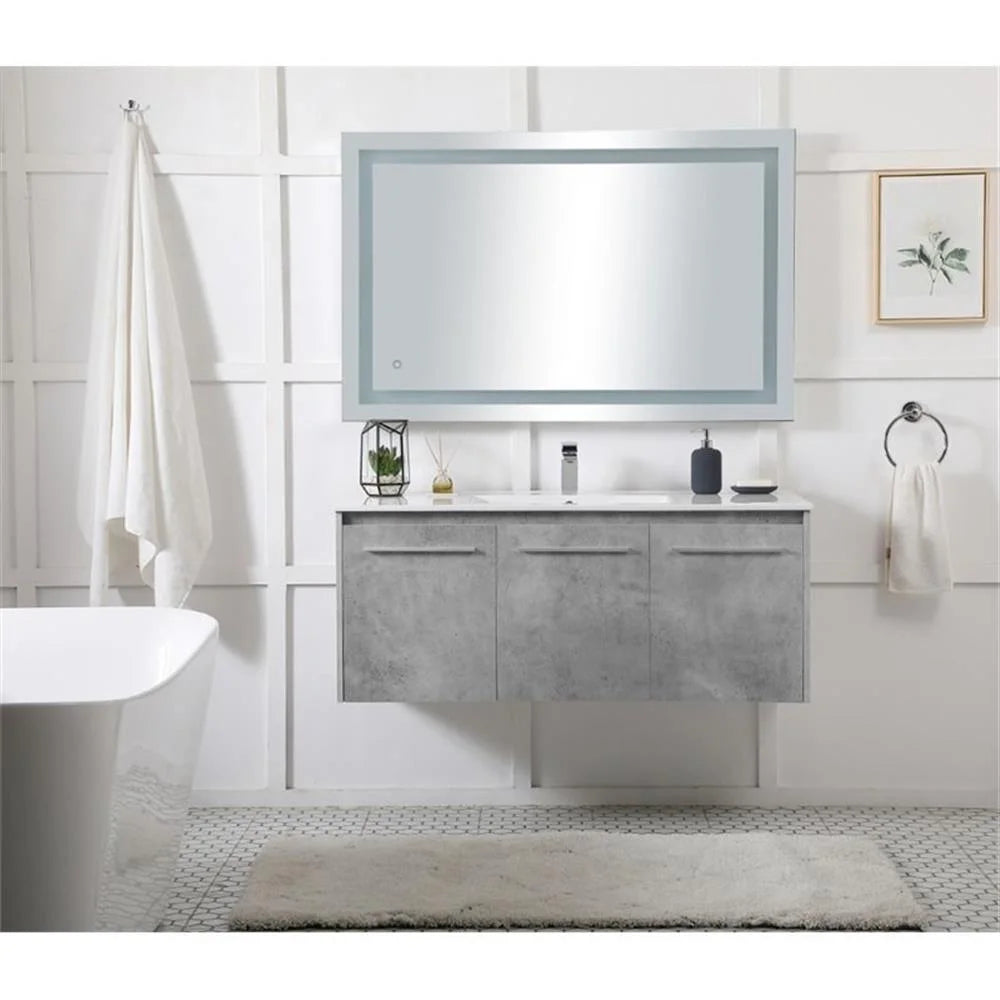 Elegant Kitchen and Bath 48 Inch  Single Bathroom Floating Vanity In Concrete Grey