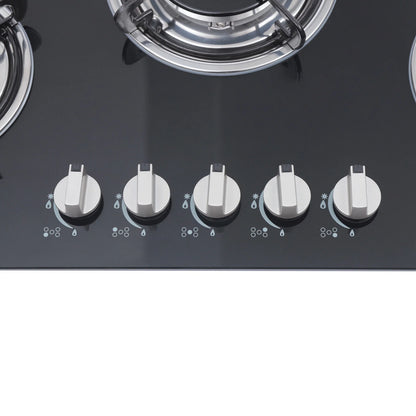 30"Gas Cooktop 5 Burners Gas Stove Cooktop NG Gas Stove Black for Kitchen