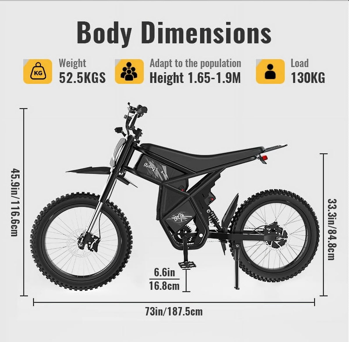 Ridingtimes GT73 Electric Motorbike  2400W 48V 18.2AH*2 Electric BIKE with 25" tires digital screen Carbon Steel,BLACK