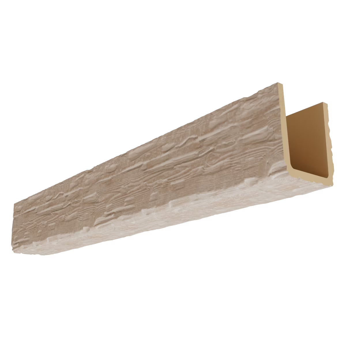 Ekena Millwork 3 1/2"W x 3 1/2"H x 120"L 3-Sided (U-Beam) Salvaged Timber HeritageTimber Faux Wood Ceiling Beam, Kona Brown