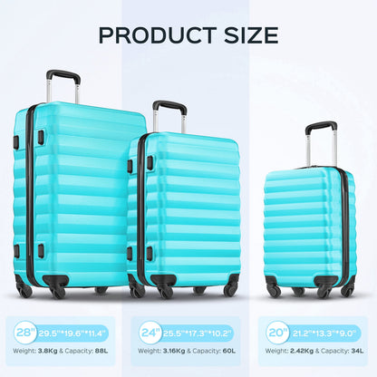 3 Piece Luggage Sets with 6 PC Organize Bags Lightweight Suitcases with Spinner Wheels, Pink