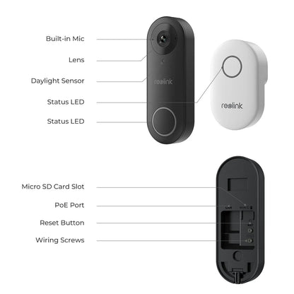 Reolink 5MP Home Doorbell Camera Wired WiFi Video Doorbell Chime, 180�� Motion Human Detection, 2 Way Talk, Local Storage