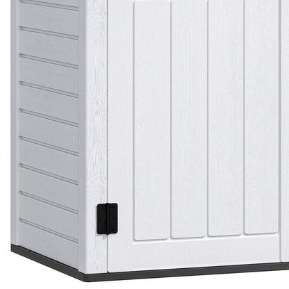 Uforic Outdoor Storage Shed, Vertical Lockable Tool Storage Resin Shed for Garden, Garage, Patio, No Shelves Included, Brown