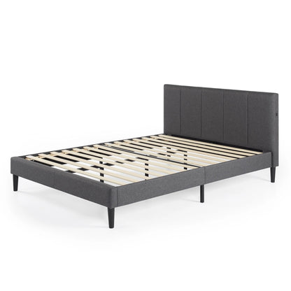 Zinus Maddon 35" Upholstered Platform Bed Frame, Beige, Adult, Queen