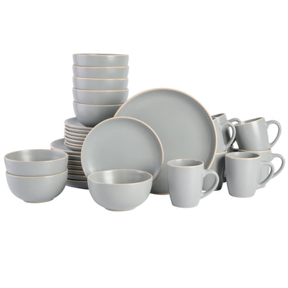 Gibson Home Rockaway 32 Piece Dinnerware Set - Gray
