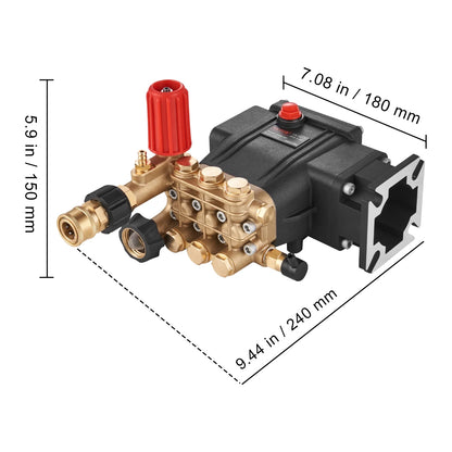 VEVOR Pressure Washer Pump, 3/4" Shaft Horizontal Triplex Plunger, 3700 PSI, 2.5 GPM, Replacement Power Washer Pumps Kit, Parts Washer Pump, Compatible with Simpson MorFlex Models 40224, 40225, 40226