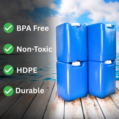 5-Gallon Stackable Water Containers with Spigot & Water Treatment - Emergency Water Storage Kit (2x - 5 Gallon Water Tanks)