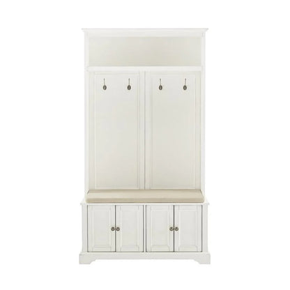 Bowery Hill Traditional Wood Hall Tree in Seafoam Blue/Oatmeal